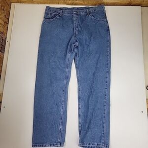 Wrangler Jeans Mens 38X30 Blue Straight Leg Boot Cut Rugged Denim Work Ready